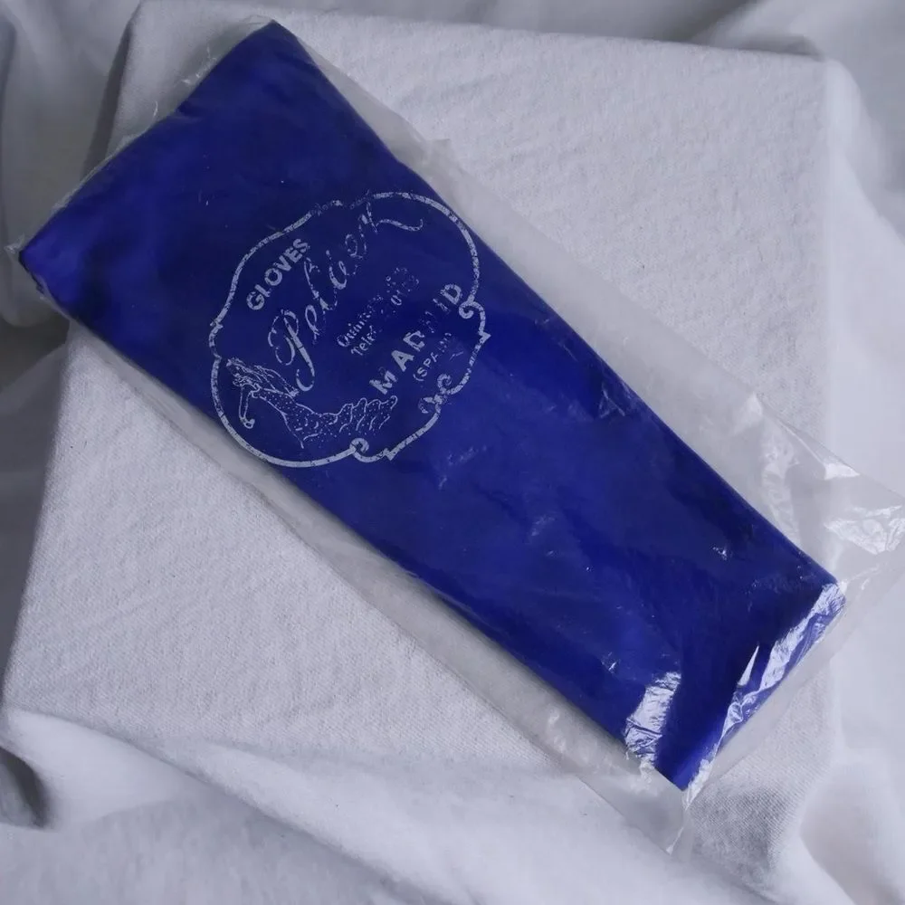 50s cobalt blue satin ball‎ gloves